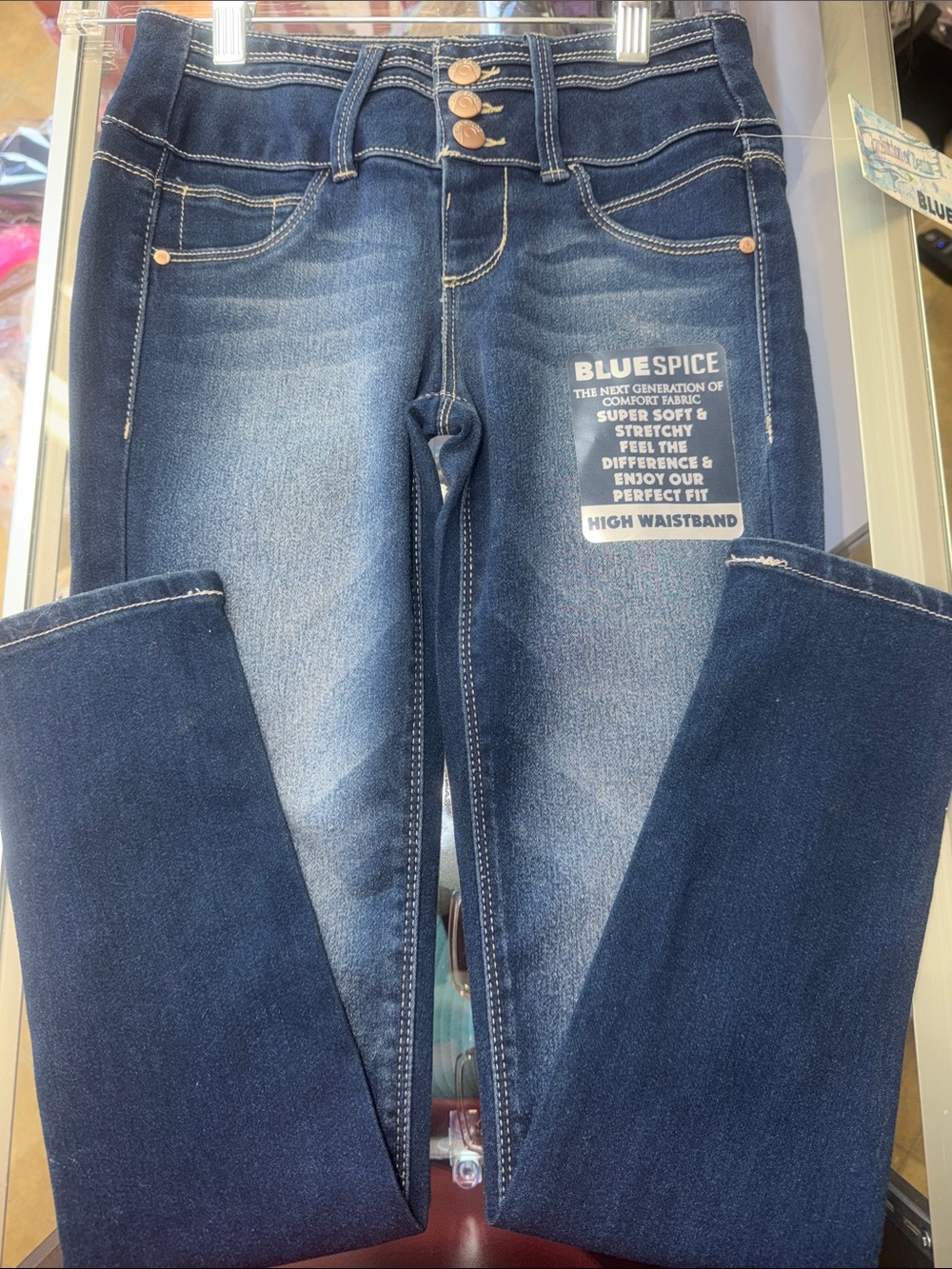 Blue Spice Dark Indigo High Rise Stretch Jeans